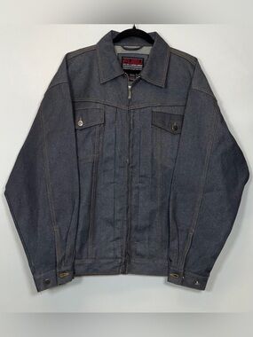 Like New Vintage FUBU Men's Dark Indigo Denim Zip Front Jacket